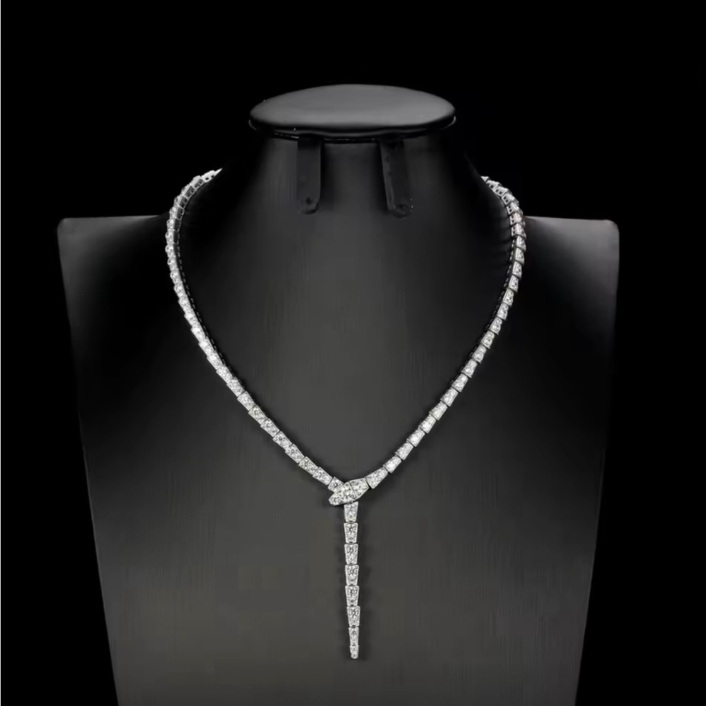Sterling silver and zirconia Serpenti viper necklace NEW